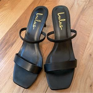 Lulus Black Square Toe High Heel Sandals
